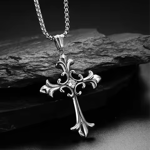Europe and The United States Gothic Style Cross Pendant Necklace Ladies Y2k Personalized Retro Holid