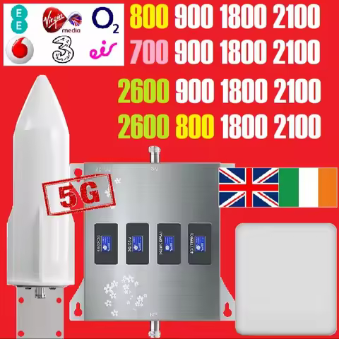 700 800 900 1800 2100 2600 Quad Band Ceullular Amplifier Signal Booster Repeater for UK Vodafone EE 