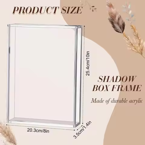 Shadow Box Frame Acrylic Photo Picture Frame DIY Tabletop Display Case All Clear Memory Box for Drie
