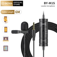 BOYA BY-M1S 6M 3.5mm Lavalier Lapel Microphone Smartphone DSLR Recording Video Record Microphone