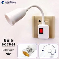 NOBELJIAOO E27 Direct Plug in Swivel Head E27 Socket Bulb Holder with Switch EU/US/UK Plug LED Table
