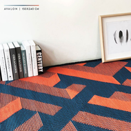 PDM เสื่ออเนกประสงค์ เสื่อตกแต่ง เสื่อแทนพรม เสื่อแต่งบ้าน ลาย Avalon Indigo-Orange size M 150x240 c