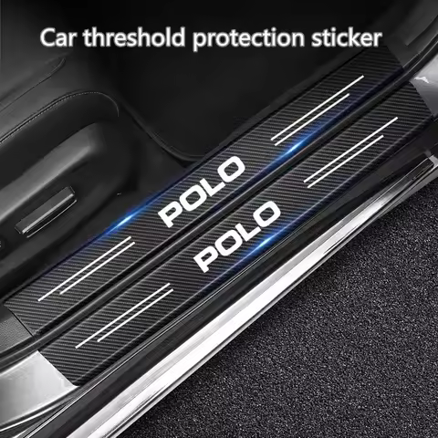 4pcs Carbon Fiber Car Door Threshold Protective Sticker for Volkswagen VW Polo 6R 6N 6N2 6C 9N 9N3 R