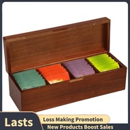 Tea Bag Storage Wood Tea Bag Storage Box Tea Station Organizer 4 Compartment Tea Storage for Tea and