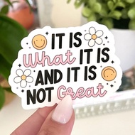 Waterproof Sticker "It is what it is and it is not great" - cute stickers buy in bulk at cheap price