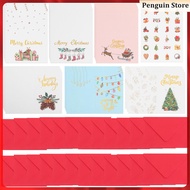 【 】 Xmas Greeting Card Christmas Hot Stamping Envelope Blessing Message Set 49pcs Invitation Cards Paper Gift Decorative