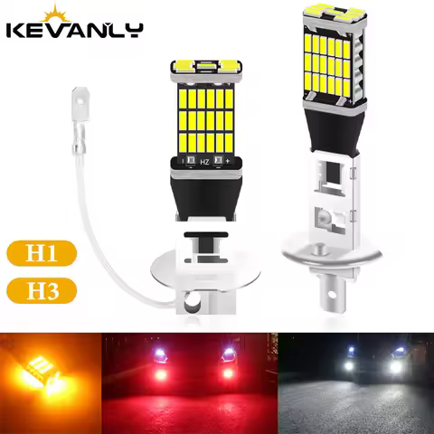 1PCS LED Fog Light H1 LED H3 LED H4 H7 9005 HB3 LED 9006 HB4 LED 4014 Chips 45SMD Lamps Bulb Lens DC