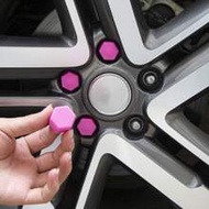 20pcs 19mm Pink Silicone Car Wheel Tyre Hub Screw Bolt Nut Cap Cover