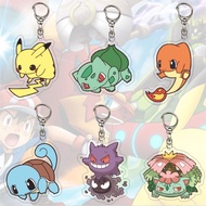 GANTUNGAN Pokemon Pikachu Gengar Bulbasaur Anime Acrylic Keychain Cute Gift