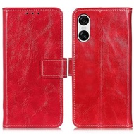 全城熱賣 - 適用於索尼 Xperia 10 VI 復古瘋馬紋翻蓋手機皮套（紅色）