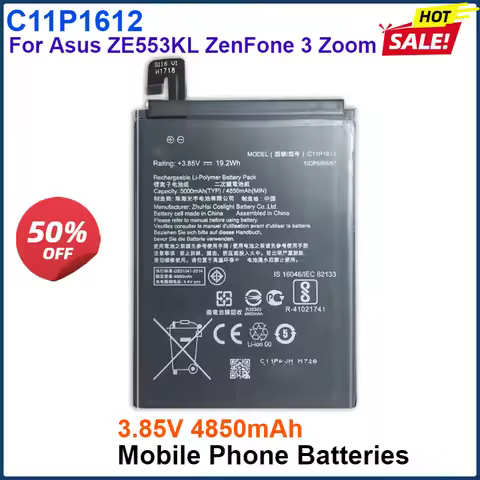 3.85V 4850mAh C11P1612 Mobile Phone Batteries For Asus ZE553KL ZenFone 3 Zoom ZenFone 3 Zoom Dual SI