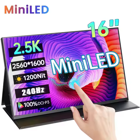 16 Inch 2.5K 240Hz MiniLED Portable Monitor 2560*1600P 1200Nit 100%DCI-P3 HDR IPS Screen Gaming Disp
