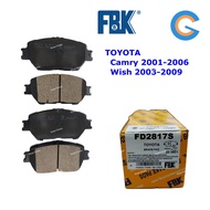 FBK Camry ACV30, Wish Front Disc Brake Pad ACV31 ZNE10 ANE11 TOYOTA FD2817S