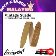 Livingston VLT-25 2.5 Inch Vintage Suede Guitar Strap, Tan ( VLT25 VLT 25 )