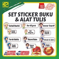 Sticker nama set buku [ 20 pcs ] dan alat tulis [ 20 pcs ] / sticker nama pasti/ sticker nama tadika