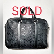 COACH Perry Slim Brief in Signature Black Leather preloved authentic