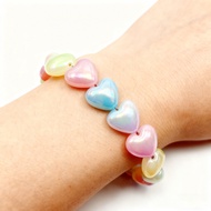 Mermaid Iridescent Plated Acrylic Heart Beads - Shiny Cute Craft Beads for DIY Jewelry Making Bracel