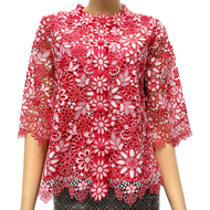 เสื้อลูกไม้เงาคอตตอน ซับในลินิน ผู้ใหญ่ อก 38" 40" 42" 44" 46" 48" 50" อินกะออย In Ka Oil สีทอง/ส้ม/