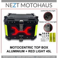 Motocentric Top Box Aluminium + Red Light 45L
