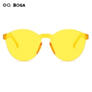 OQ BOGA แว่นตากันแดดกรอบทรงกลมรังสียูวีสำหรับทุกเพศ10สไตล์ UV400แว่นตากันแดดไร้ขอบหลายสี