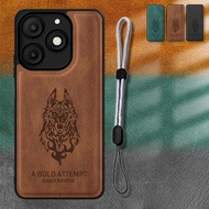 For Itel A50/A667L Leather Case with Adjustable mobile phone lanyard Wolf Design cases