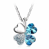 Jiayiqi 4-leaf Clover Necklace And Pendant (Four leaf clove) (Model:ws1901) sky bluel