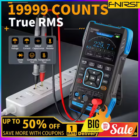 FNIRSI 2C23T 2C53T 3in1 Multimeter Digital Oscilloscope Signal Generator 2 Channel 50MHz Bandwidth 2