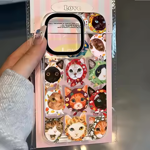 Lovely Colorful Cat Design Y2K Phone Case For Oppo Realme C63 C53 10 9 C30 Reno13 Reno12 Reno 11 10 