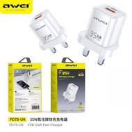 MODEL:PD78 AWEI ADAPTER High Quality Fast Charger Pd Charger MINI QUICK CHARGER 35W GaN FAST CHARGER