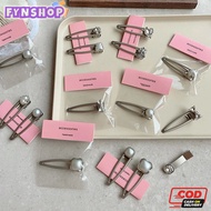 Fynshop Women's Geometric Silver Hair Clips Y2K Hair Accessories Bangs Clips AC427