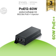 ZYXEL PoE12-60W PoE Injector อุปกรณ์จ่ายไฟผ่านสายแลน มี 1 Data พอร์ต + 1 POE พอร์ต PoE Power budget 60W รองรับความเร็ว 100M/1G/2.5G/5G