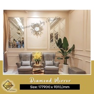 Diamond mirror Set DIY Bajet / MIRROR WALL / BEVELED MIRROR / Wainscoting PU Siap Potong / Dinding C