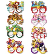 8pcs Super Mario Bros Party Glasse Cosplay Props Yoshi Bowser Wario Toad Anime Peripherals Paper Gla