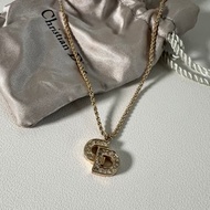 Dior CD水鑽閃爍吊墜頸鏈項鏈延長鏈 原裝袋 首飾盒 日本中古