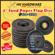 4" GRINDER ABRASIVE SAND PAPER FLAP DISC 60-320 | KERTAS PASIR MESIN GRINDER HIGH QUALITY