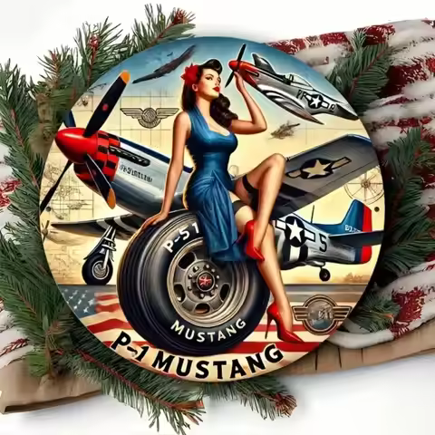 P-51 Mustang 2D Flat Acrylic Sign Home Bar Garage Wall Decor