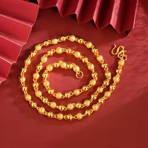 Valuable Necklace Men's 24K Gold AU999 - Full Gold Solid Prayer Beads, Value & Heritage, Collection