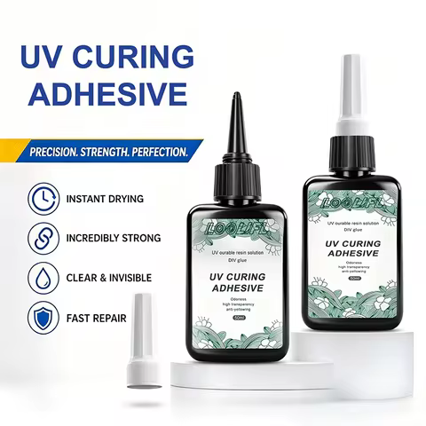 Loolifluv Curing Glue 50ml Transparent Invisible Uv Resin Glue, Odorless High-Transparency Anti-Yell