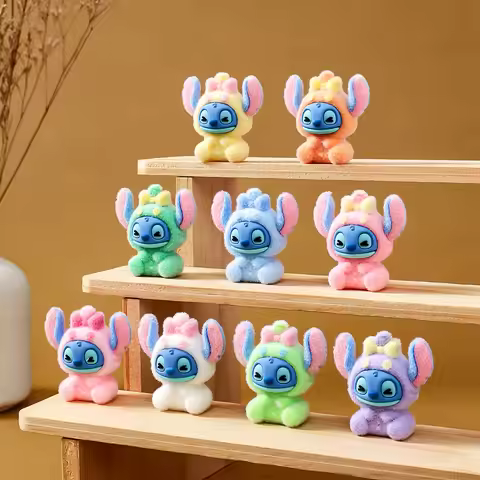 Lilo & Stitch Stitch 4cm rice-grain figurines, with a plush texture, sold in sets of 9; cute desk or