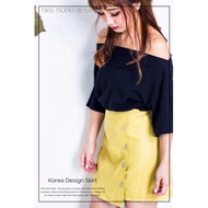 STACEY BUTTONS SKIRT - YELLOW