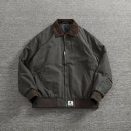 （BJYX) Vintage American casual cargo jacket mens corduroy patchwork neckline flight jacket cotton ja