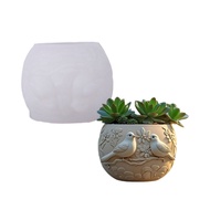 X* Flowerpot Mould Silicone Birds Planter Mold for Crafting Resin Jewelry Decorative Planter Multipl
