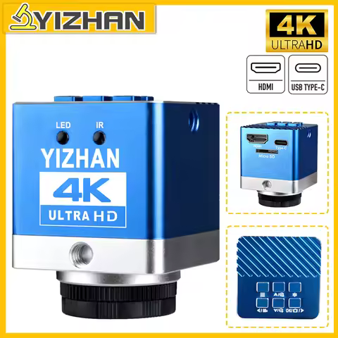 YIZHAN 1/2.7" 4K 60MP ULTRA HD Microscope Camera HDMI Type-C IMX415 Industrial Soldering Camera 1080