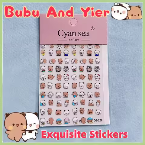 Panda Bubu And Yier Nail Stickers Cute Panda Bubu And Dudu Waterproof Diy Sticker Beautify Cartoon P