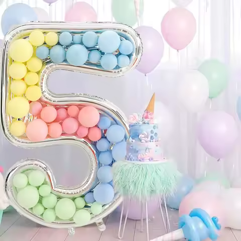 65inch Large Foil Number Balloon DIY Filling Frame 1st 18th Birthday Decoration Balloons Filling Box