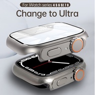 Appearance Upgrade Refit Case for iWatch 45mm Turn to Ultra 49mmTempered Glass Fullcoverage Protective Shell for iWatch Series 8 7 SE 6 5(AONEE)