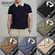 HOUCH COD Cotton Short-Sleeved Oversize Collar Men Polo Shirt