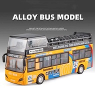 1/32 Scale Double Decker Sightseeing Bus Toy Alloy Diecast Car Model Simulation Sound and Light with Model Toys for Child Gifts