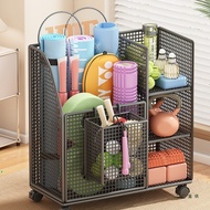 Yoga Mat Storage Basket with Wheels Household Sporting Goods Storage Rack Tidy-up Fitness Sports Equ
