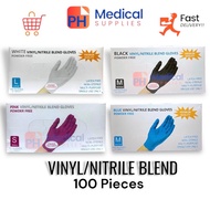 VINYL/NITRILE BLEND (BLUE, BLACK, WHITE &amp; PINK) Examination GLOVES Powder Free Disposable Gloves